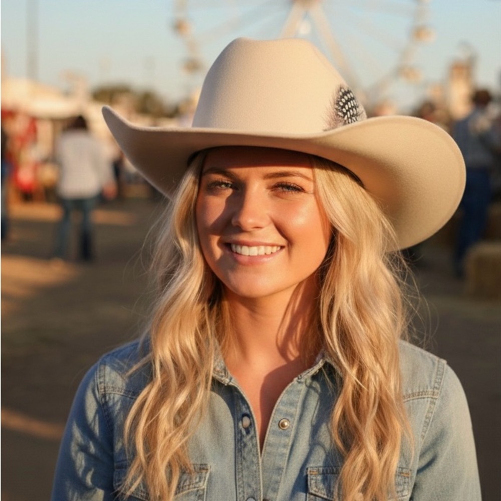 Vintage Cowboy Hat with Feather Accent